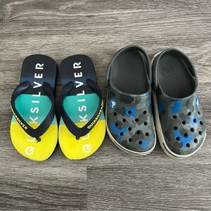 Bundle of Quiksilver Kids Flip Flops and Crocs